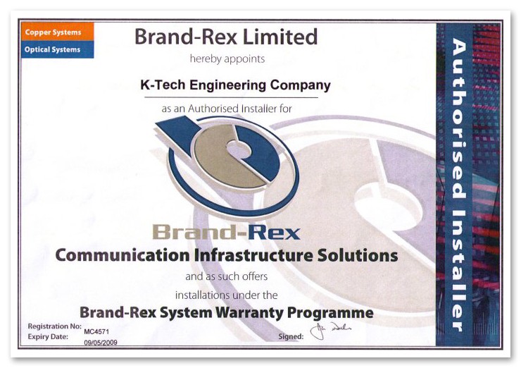 Brand-Rex Communication Infrastructure Solutions Brand-Rex System Warranty Programme